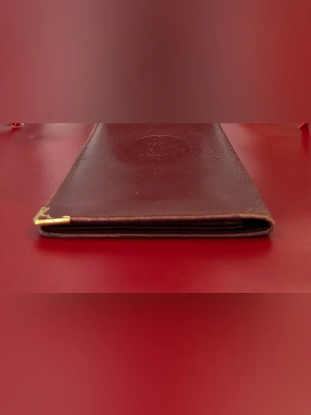 VTG.. CARTIER MUST De CARTIER BORDEAUX CALFSKIN LEATHER LONG WALLET